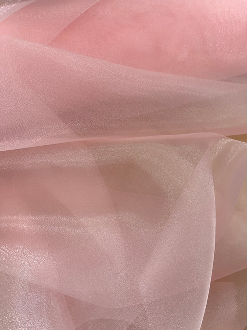 1 Yard Blossom Pink Crystal Organza Sheer Shiny Polyester Fabric for Dresses and Crafts 58/59 inches wide